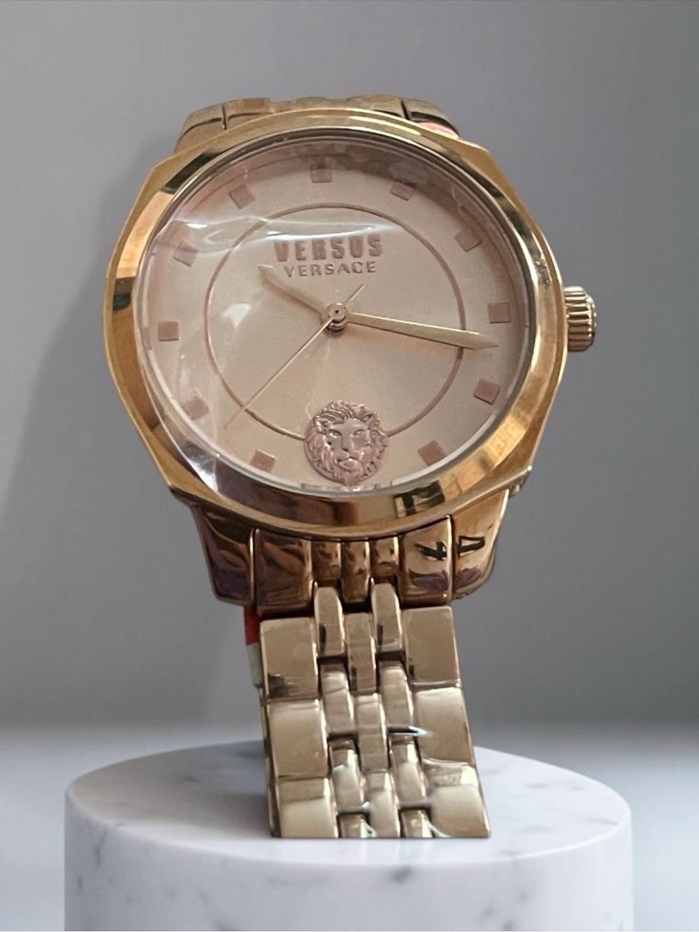 Versace Gold-Tone Men's Bracelet Watch with Lion Motif